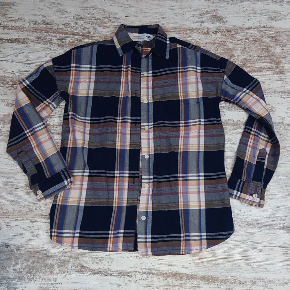 Patterned Plaid Flannel Button Down Front Long Sl… - image 1